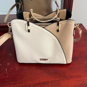 White and Brown ZZMY Purse